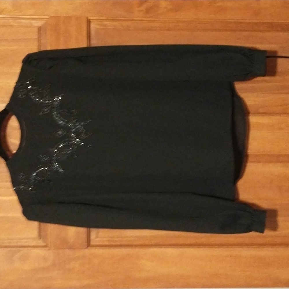 Jordan woman's size 5/6 shear blouse with faux gems/sequins- NWOT